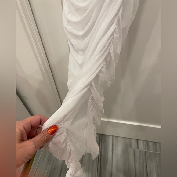 SNDYS Simone Ruched Mesh Dress in White.Size XS - Picture 10 of 14